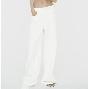 Zara High Rise Wide Leg Pants Ivory